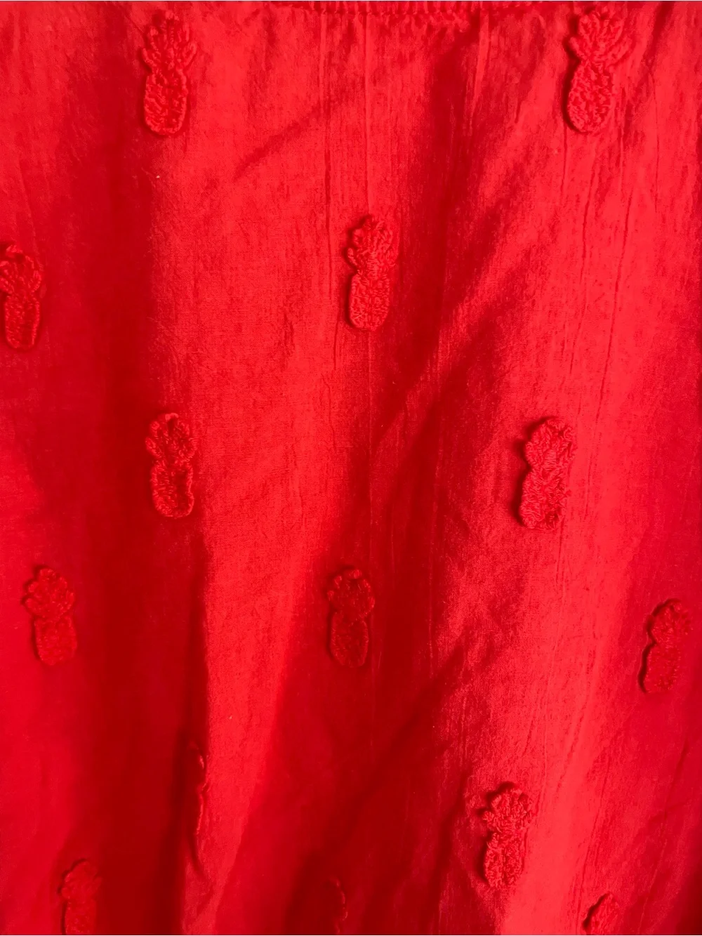 FARM Rio Bright Red Puff-Sleeve Embroidered Blouse